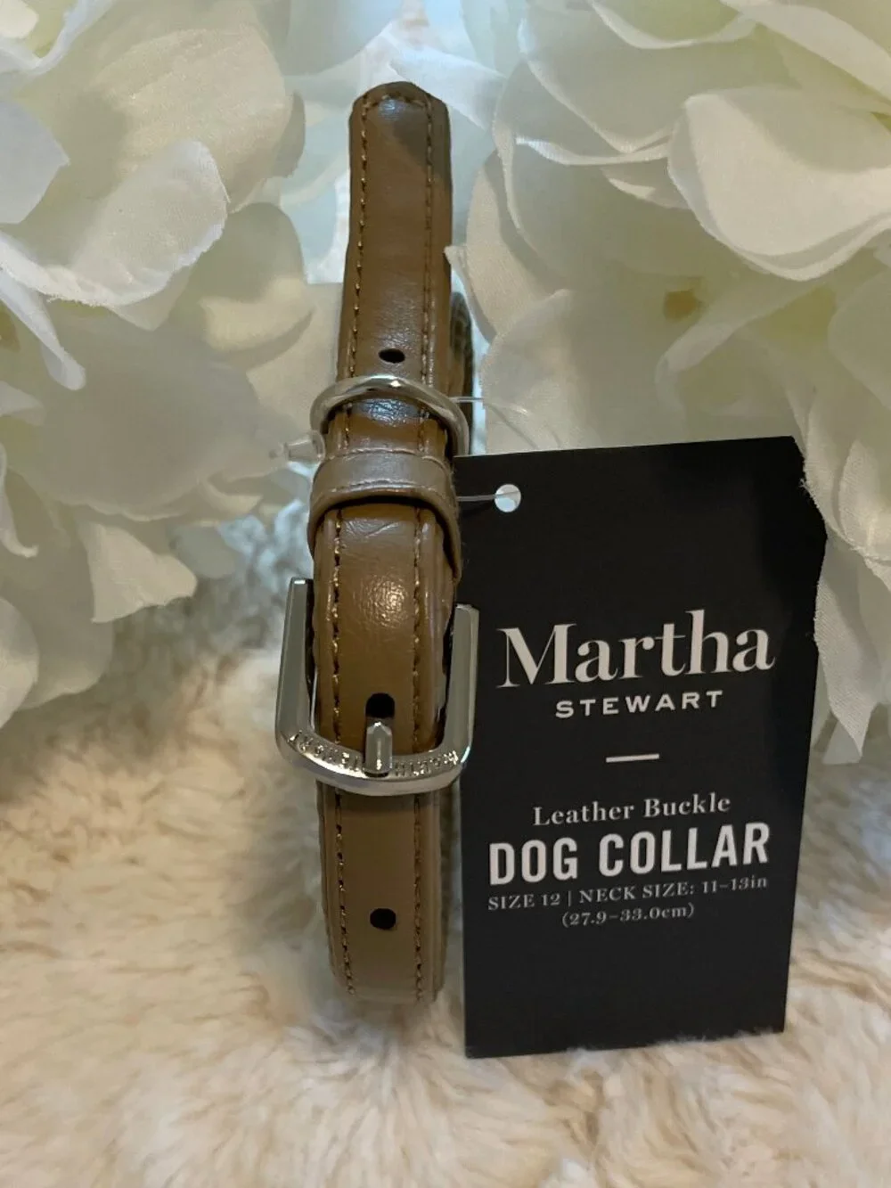 Martha Stewart Leather Buckle Dog Collar NWT